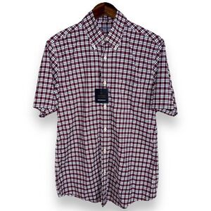 NWT Brooks Brothers Red & Navy Performance S/S Button Down M